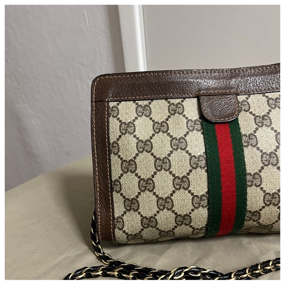 Authentic Gucci GG Sherry Monogram Mini Clutch On Chain - Picture 8 of 12